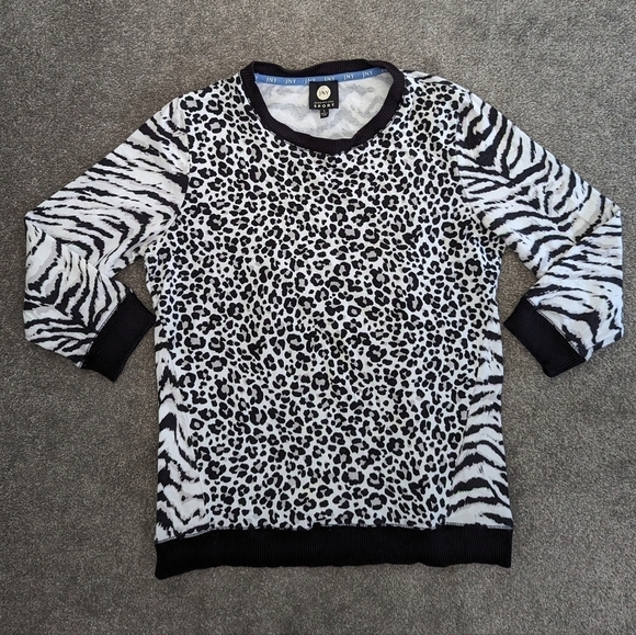 JONES New York cotton zebra long sleeve sweatshirt women Small - Picture 1 of 9